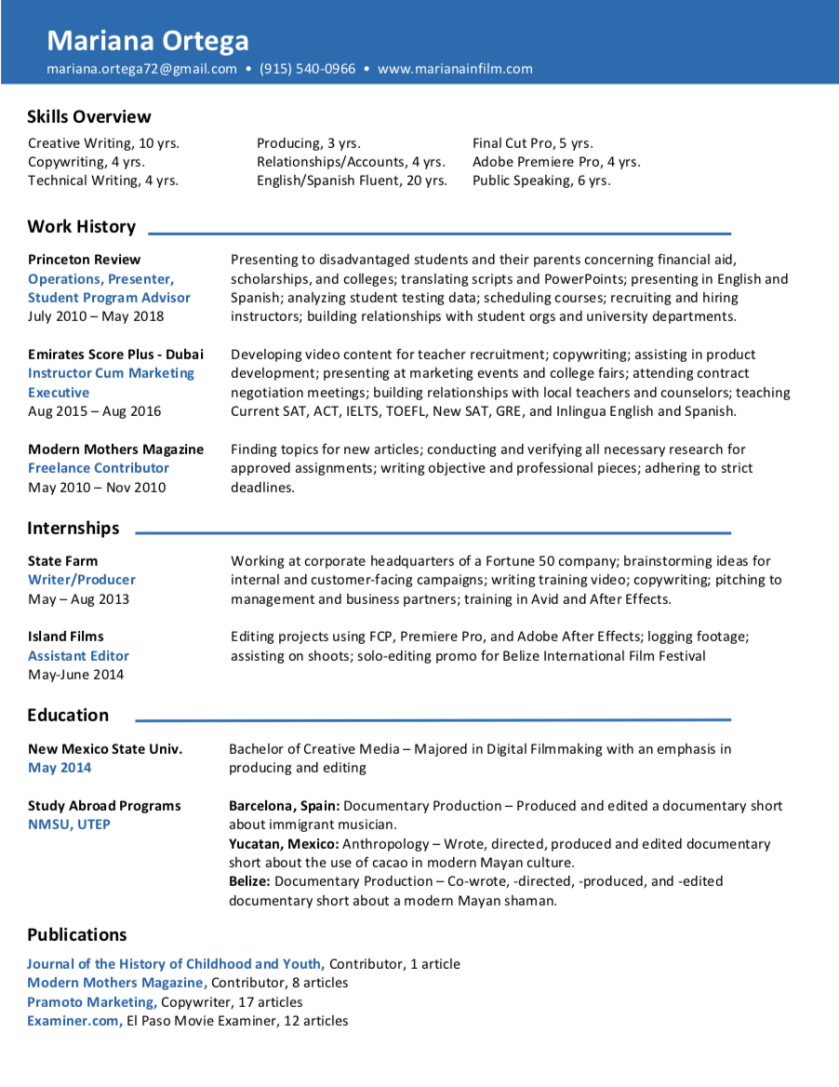 Resume Screenshot - July 2018
